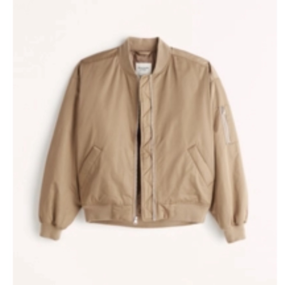 Abercrombie & Fitch Tan Bomber Jacket Water Resistant Size S
